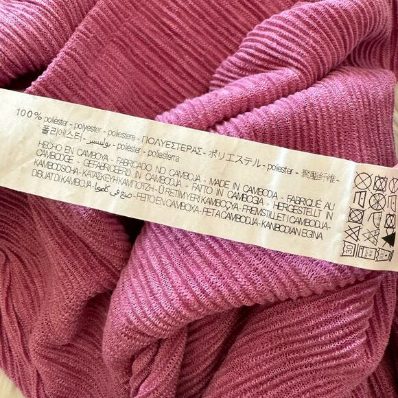 Zara Pink Ribbed High Waist Wide Leg Pull On Pants Large Side Slits - Picture 7 of 13